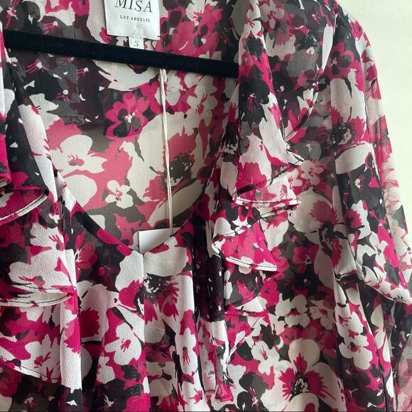 Misa Los Angeles floral ruffle bell sleeve blouse small boho fall cottage core - Picture 7 of 12